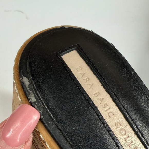 Zara Basic Collection Black Slip On Platform Cork Slide Sandals Women's EU 37 - Picture 14 of 17